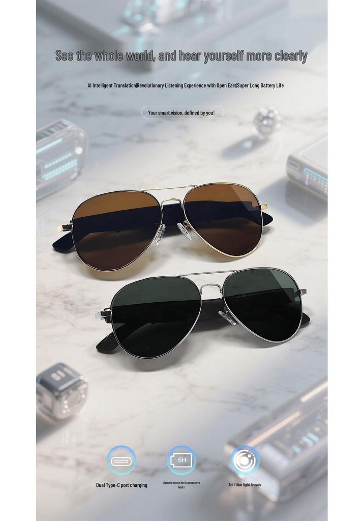 CrossAI Bluetooth Smart Glasses with Metal Spring Hinges for Music and Calls