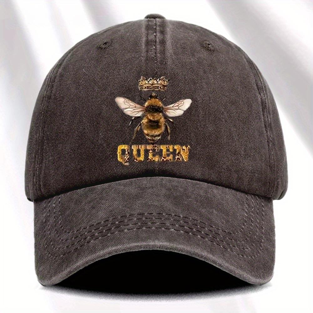 Ladies' printed baseball cap with queen bee pattern for daily casual fashion and versatile duckbill cap