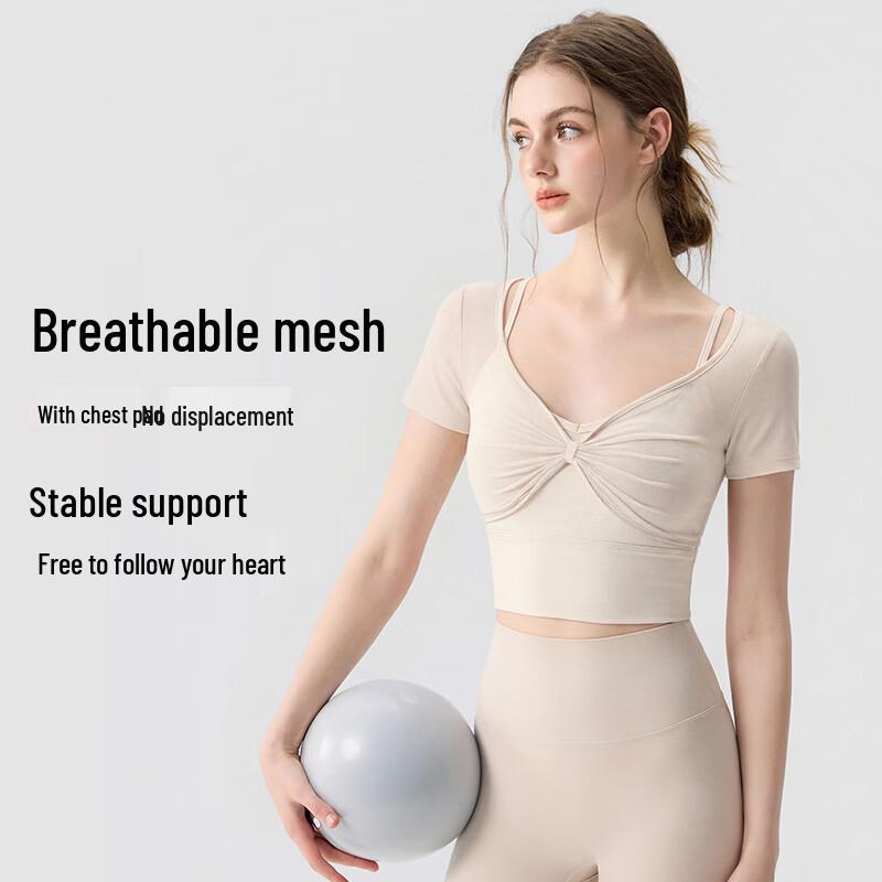 YOYO Women s Mesh Layered Fitness Top S