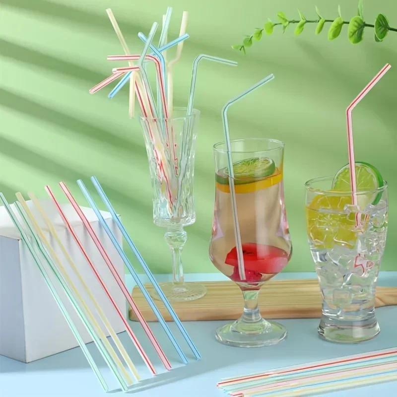 Multicolor Plastic Pipes Drinking Straws Cola Straws Bar Party Wedding Kitchen Pajitas Cocktail Straw