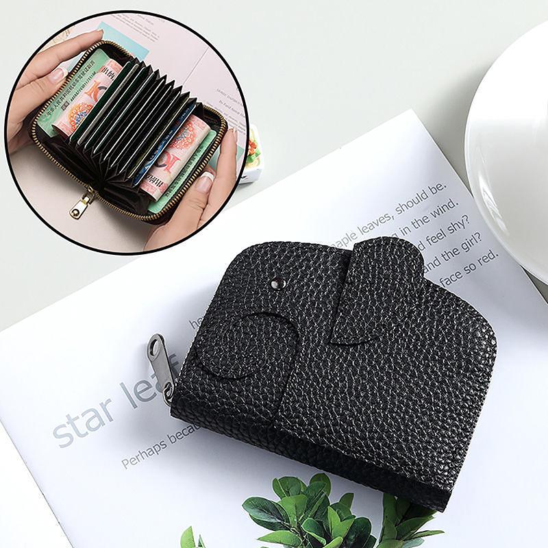 2024  Japanese Creative Ins Style Cute Little Elephant Zipper Wallet Women'S Fresh And Compact Leather Coin Purse Cute Wallet