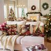 Polyester Christmas Cushion Cover Checkered Pattern Decorative Design Pillowcase Christmas Tree Printed Sofa Decoration