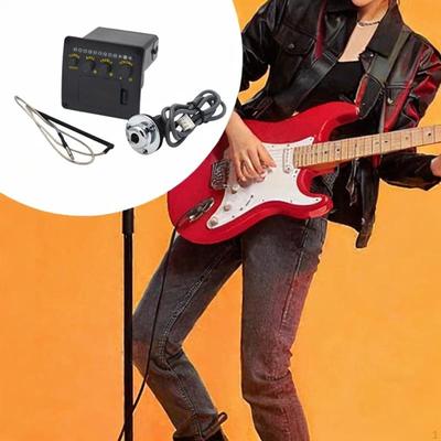 Folk Gitar EQ Manyetik 2 Bant Preamp Aksesuarları 6.35mm Ses Çıkış Jakı Akustik Gitarlar Çok Yönlü