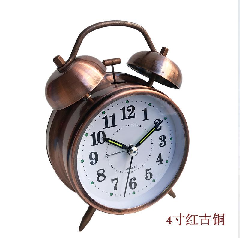 Glow-in-the-dark Silver Copper Gold Metal Ringing Alarm Clock Ashida Ultra Silent Clock with Night Light Clock Clock