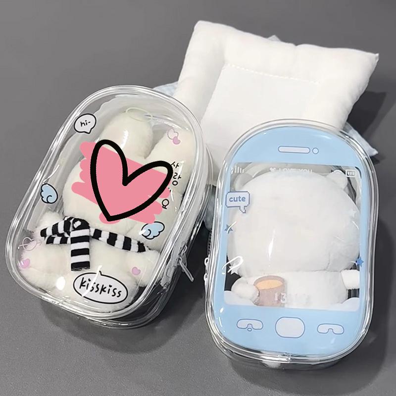 Clear Storage Bag Dollhouse Storage Bag with Zipper Hanging Keychain for Bag Gift Bag Packaging Pouch Doll Organizer Bags