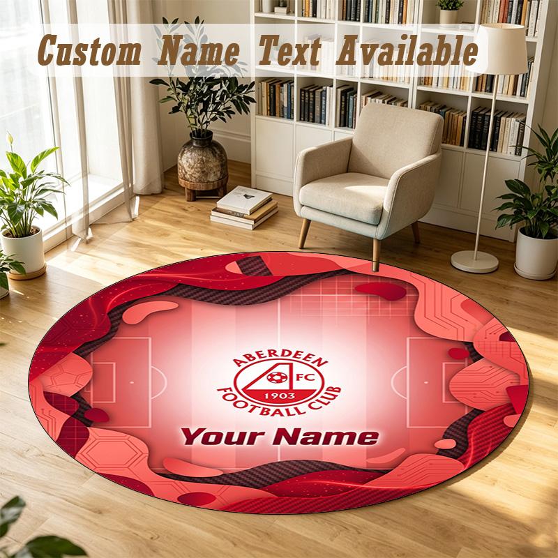 Round Rug Custom NameAberdeen FC Pattern Non Slip Carpet Home Floor Decor