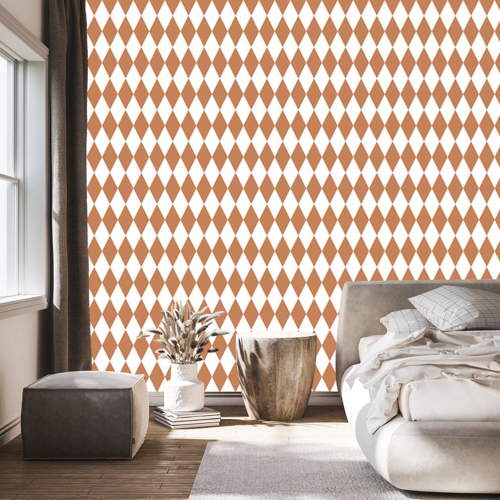 Harlequin Diamonds Wallpaper White, Cream, and Orange 50x1000