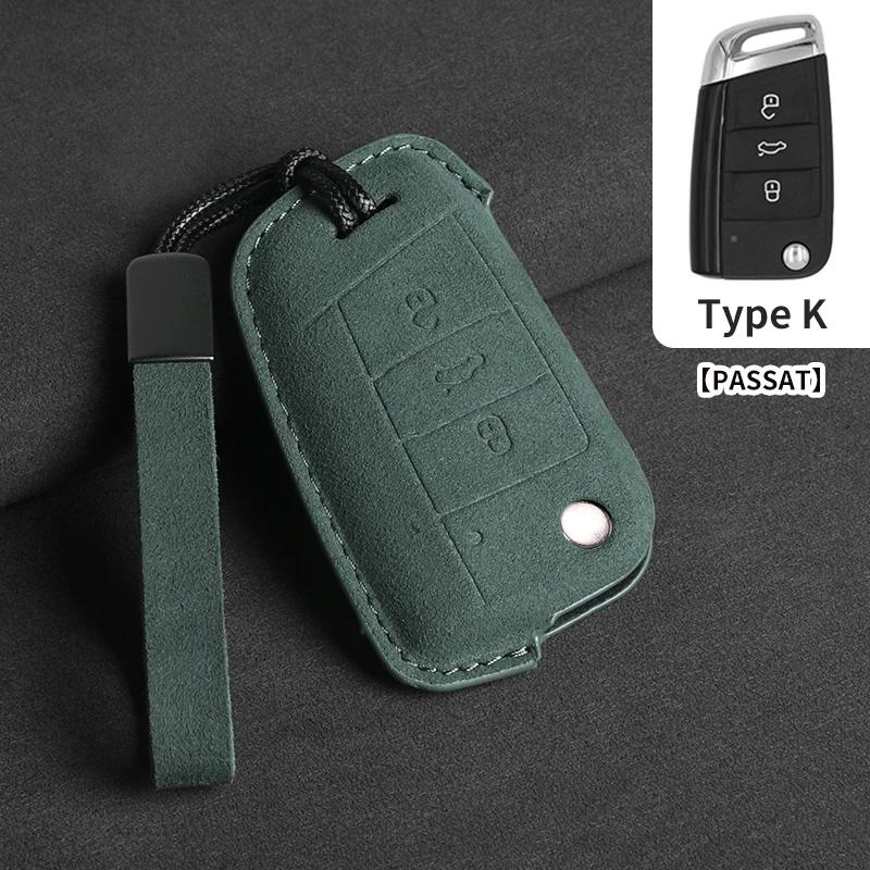 Suede Autoklep Sleutelhoes Cover voor VW Volkswagen Golf 7 MK7 Tiguan MK2 T-roc Skoda Octavia Kodiaq Karoq Seat Ateca Leon Passat