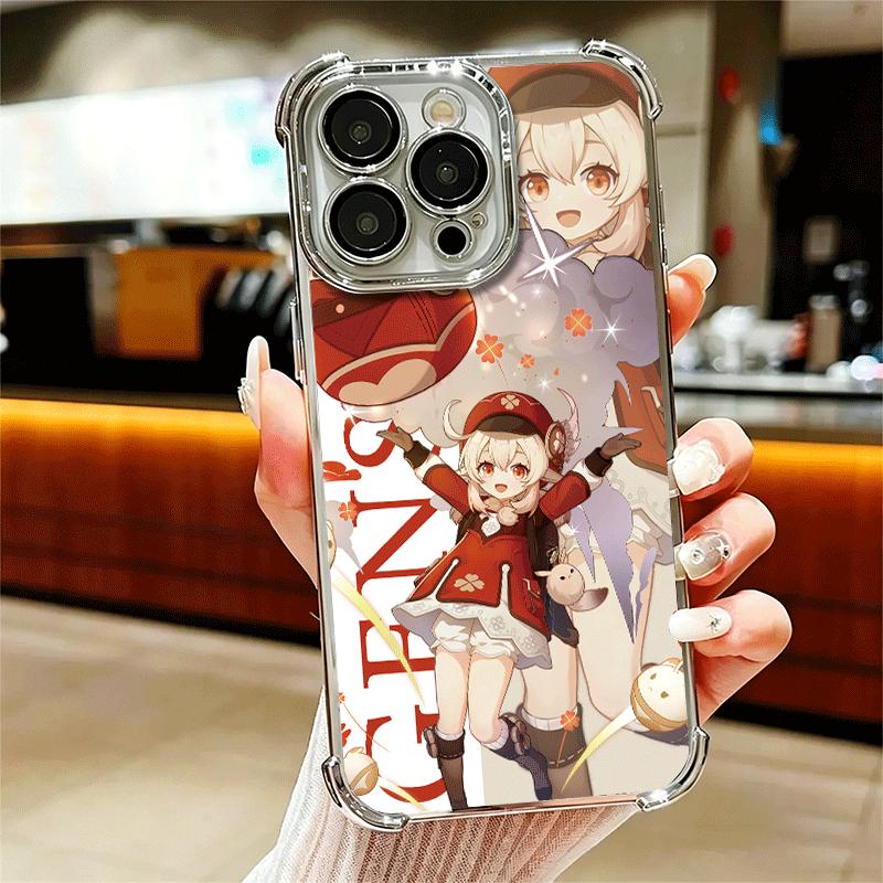 Genshin Impact Anime Beschichtetes Handyhülle Für Iphone 16 17 Pro Max Air 16E 14 15 Plus 12 13 Mini Anti-Fall Airbag Hülle