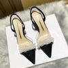 Mode Damen Slingback High Heels Sommer Luxus Sandalen Damen Designer Elegant Spitzschuh High-Heel Sandalen Transparent Party Schuhe