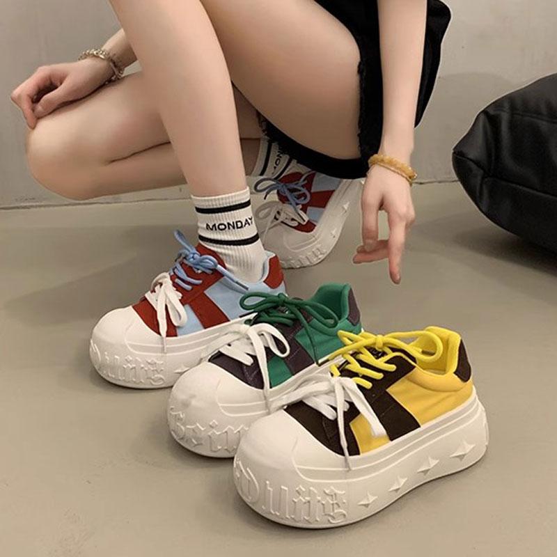 Fashion 2025 Four Season Fashion Women's Casual Shoes College Style Wide Toe Soft Comfortable Flat Shoes Outdoor Casual Sports Shoes