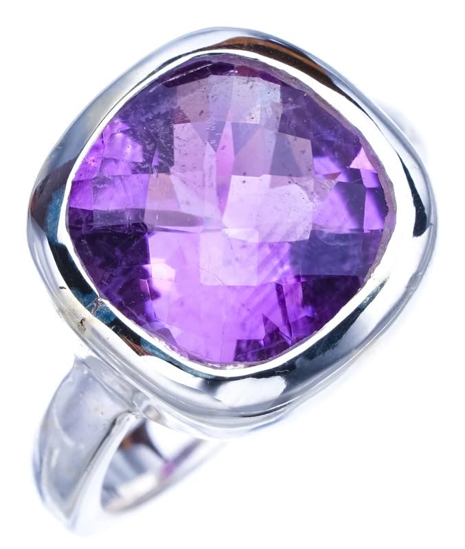 

StarGems® Natural Amethyst Handmade 925 Sterling Silver Ring 6.25 F2840