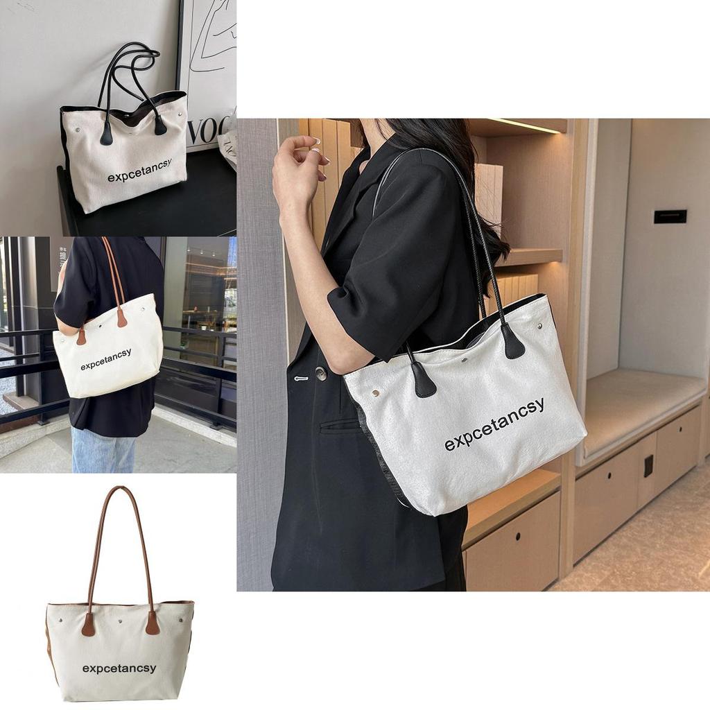 Trendy Large Capacity Canvas Tote Bag For Women Fashionable Crossbody Handbag