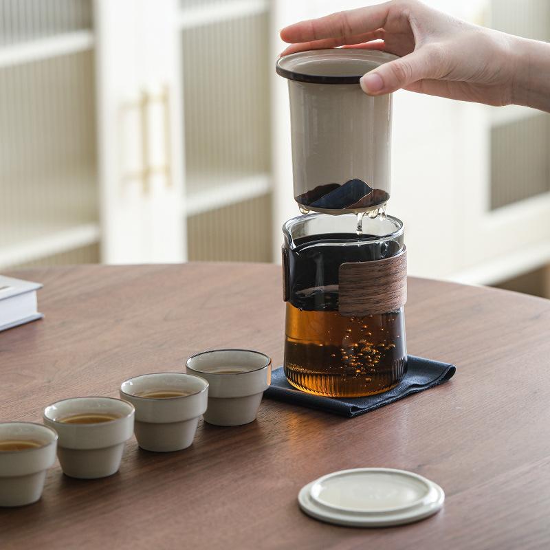 Mountains And Rivers Travel Tea Set Portable One Pot Four Cups Express Cup Outdoor Business Trip Accompanying Gift Tea Set