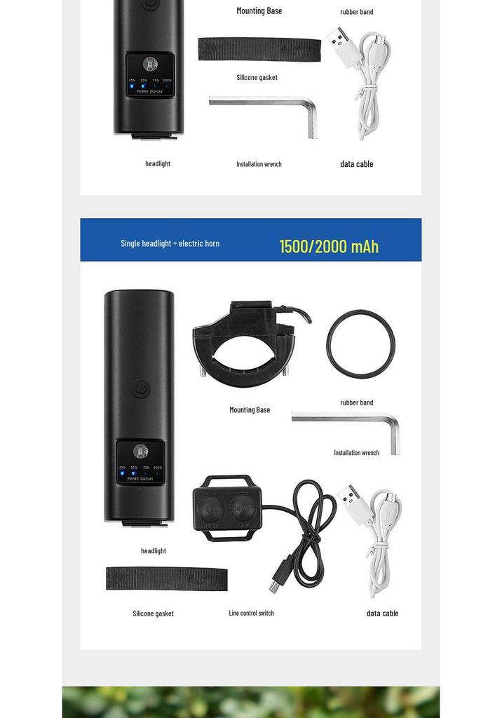 Rechargeable Bicycle Headlight with Horn for Night Riding