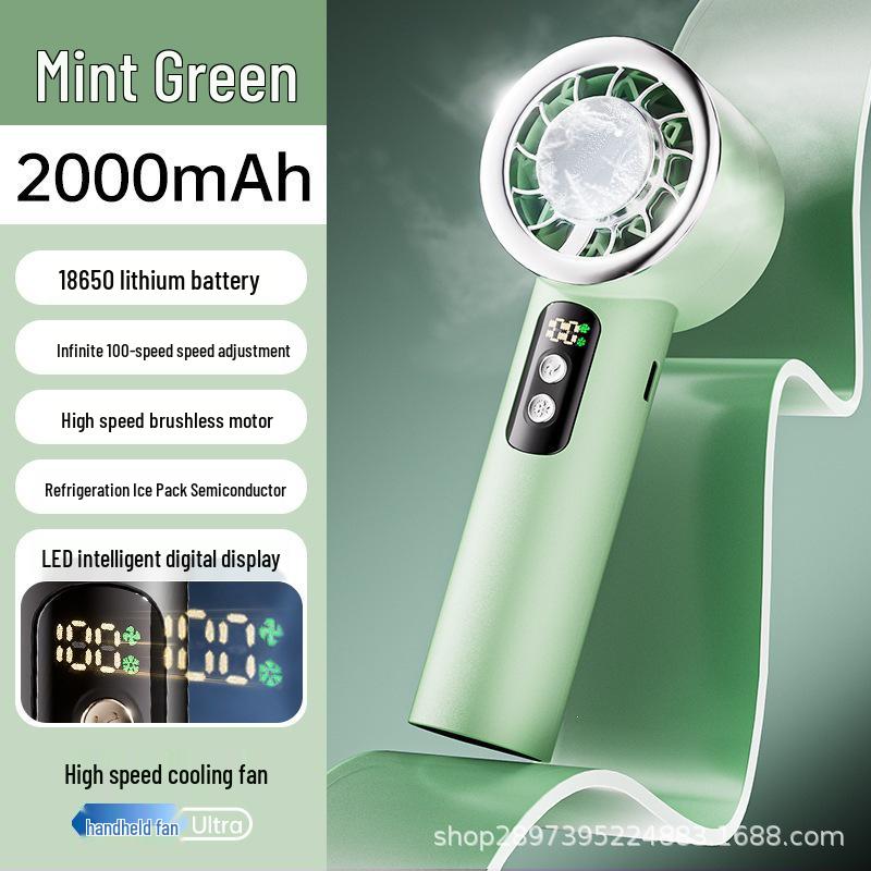 Mini Portable Rechargeable Turbine Fan with Semiconductor Cooling, Ice Pack, Handheld Fan for Desktop