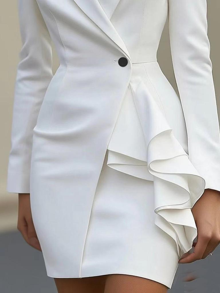 New Lapel Wooden Frame Ear Decorative Temperament Suit Dress Women
