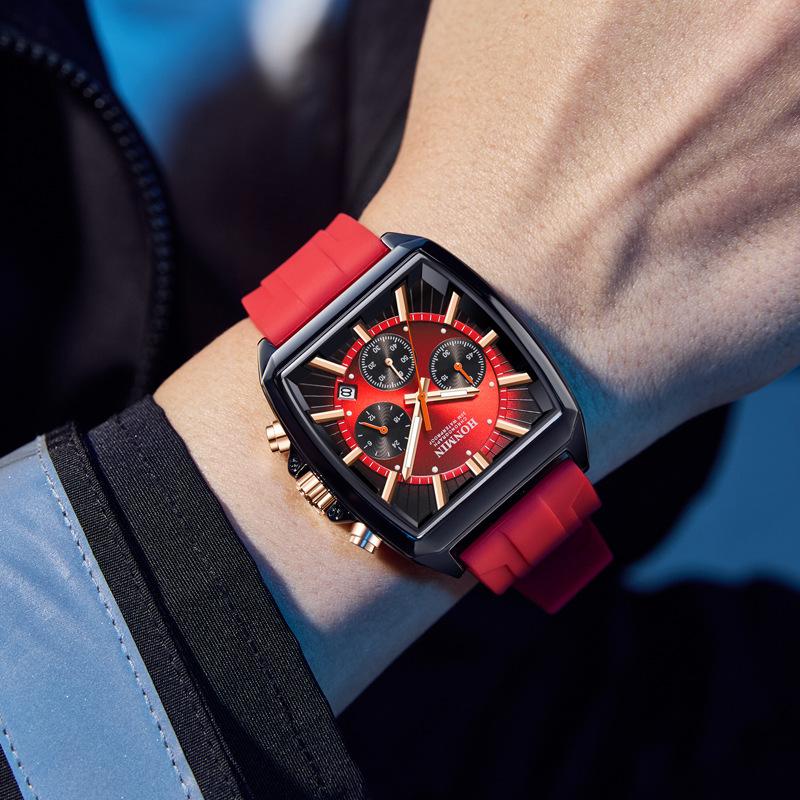 Watch for Men Business Wristwatch Rectangle Quartz Watches Waterproof Luminous Silicone Casual Clock Reloj Hombre