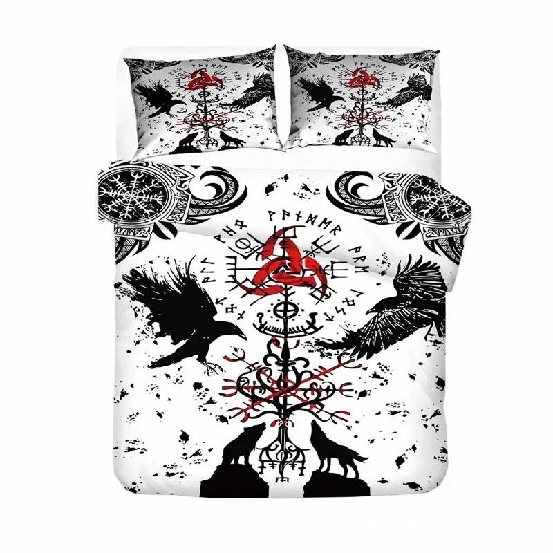 Viking Duvet Cover Collection Mjollnir Bedding Collection Scandinavian Folklore Motifs Northern Germanic Culture Comforter Cover Pillowcases