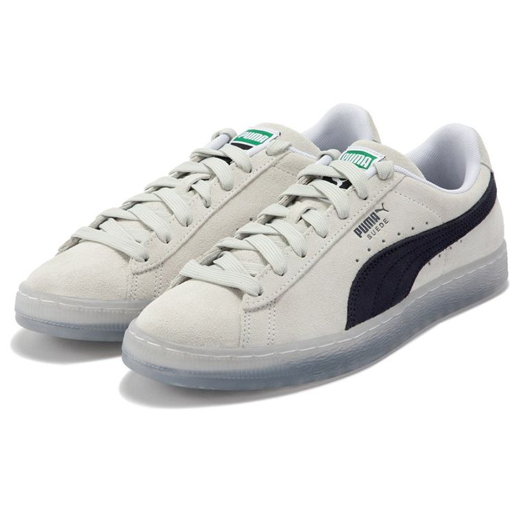 Puma Suede Series Translucent Low-Top Sneakers Unisex Sneakers White Navy-Blue 383894-03