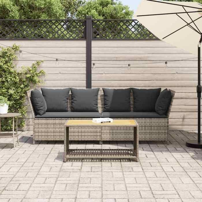 VidaXL Canapé de jardin et coussins gris clair résine tressée, canapé d'extérieur, causeuse de jardin, meuble d'extérieur, 4104127