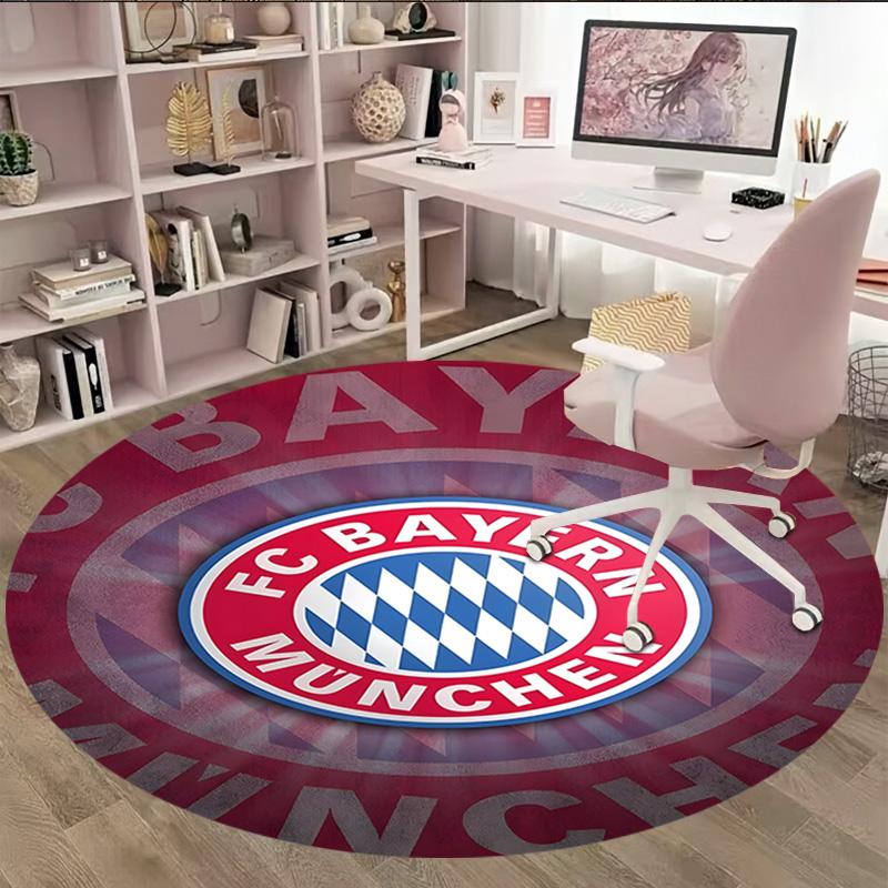 1pc B-Bayern Munich Carpet, Round Rug, Comfortable, Suitable for Entryways, Living Rooms, Office, And Bedrooms, Christmas Decoration