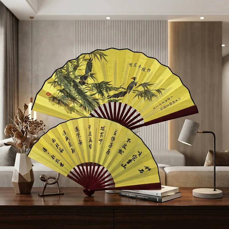 Folding Fan Chinese Style Summer 10inch Ancient Style Fan Men's Silk Cloth 2026 New Model Summer Bamboo Fan Hanfu Portable Fan