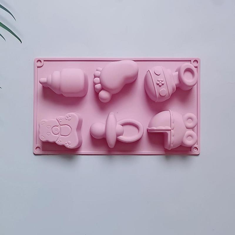 Cute Pacifier Baby Stroller Small Foot Shape Silicone Mold Cake Jelly Diy Chocolate Candy Soap Candle Mold Party Supplies