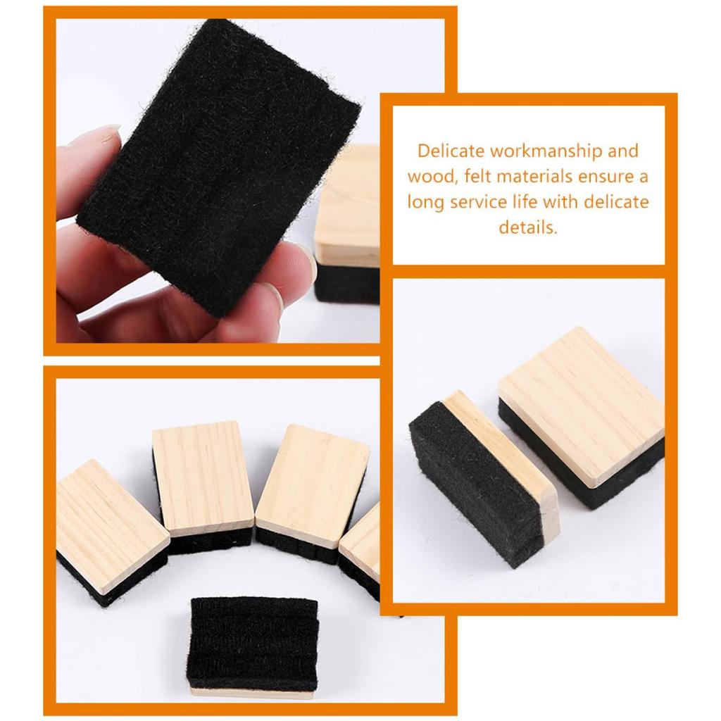 FRCOLOR Classroom Chalk Eraser, Chalk Eraser, Felt Material, Wooden Handle, 3-Pack, Whiteboard Eraser, Board Cleaner, for Schools, Offices, Tutoring C