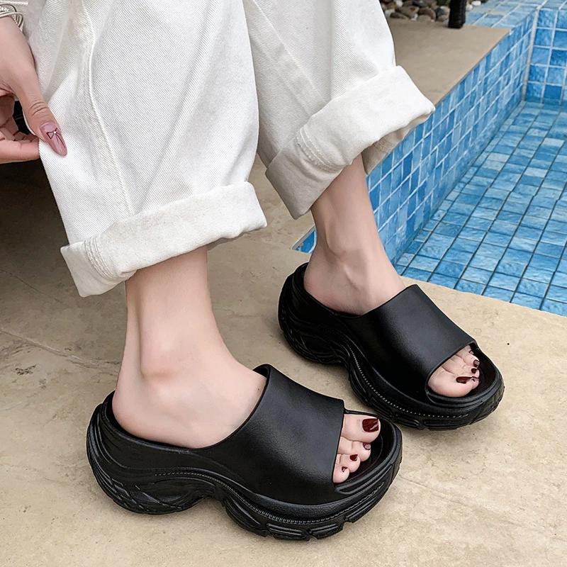 Mode 2025 Bonbonfarbene Klobige Plateau-Slipper Damen Sommer Dicke Sohle Rutschfest Strand-Pantoletten Komfort Weiche Sohle Flip-Flops