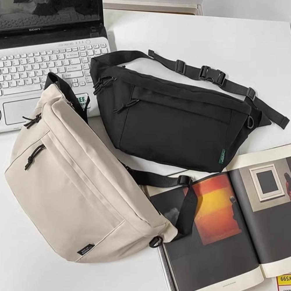 New Handbag Large Capacity Crossbody Bag Nylon Belt Pouch Travel Hip Bag Casual Solid Color Chest Bags Couple Young Student