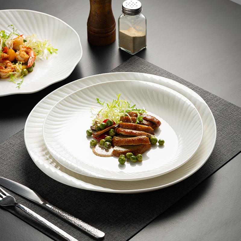 Pure White Hotel Vegetable Plate, High-End Western Food Plate, Household Rice Plate, Restaurant Steak Plate, New Salad Plate