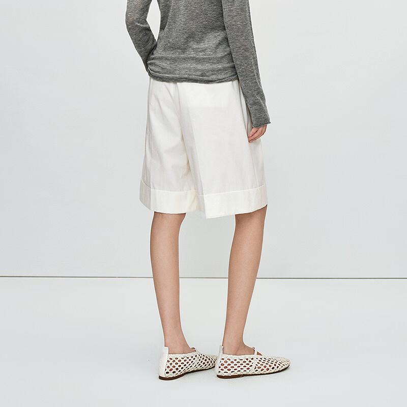 LESS 2025 Summer Solid Straight-Leg Cotton Shorts
