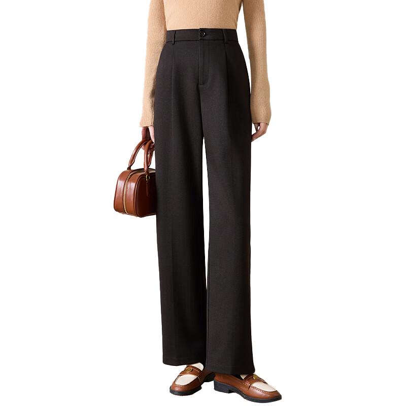 Women's High-Waist Wool Blend Straight Leg Pants