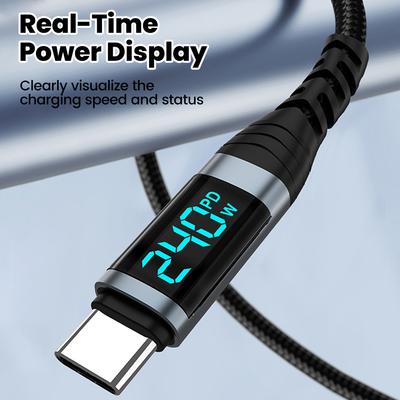 240W Type C To Type C Cable PD 3.1 Super Fast Charging Digital Display Cable USB C To Type-C Data Cord For iPhone Samsung Xiaomi