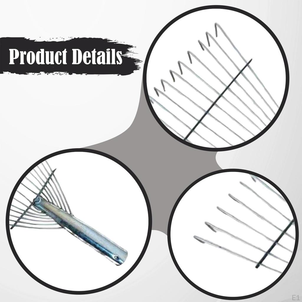 Garden Hand Rake Head Adjustable Width Sturdy Steel Landscape Leaf for Flower Bed Picking
