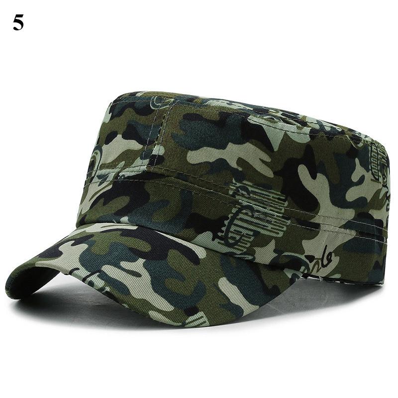 Camouflage Flat Cap Snapback Hat Adjustable Classic Fashion Soldier Sunshade Sun Hats Summer Hunting Hiking Outdoor Sun Caps