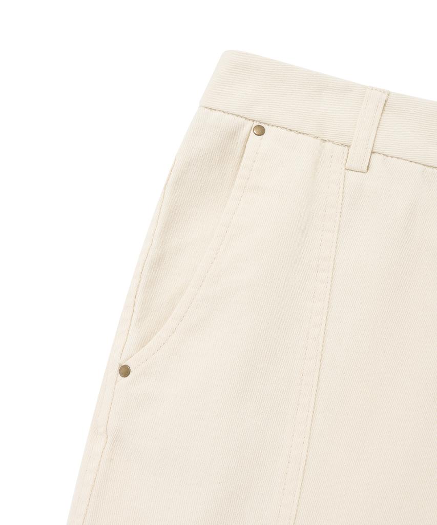 FALLETT Curved Line Straight Pants Ivory