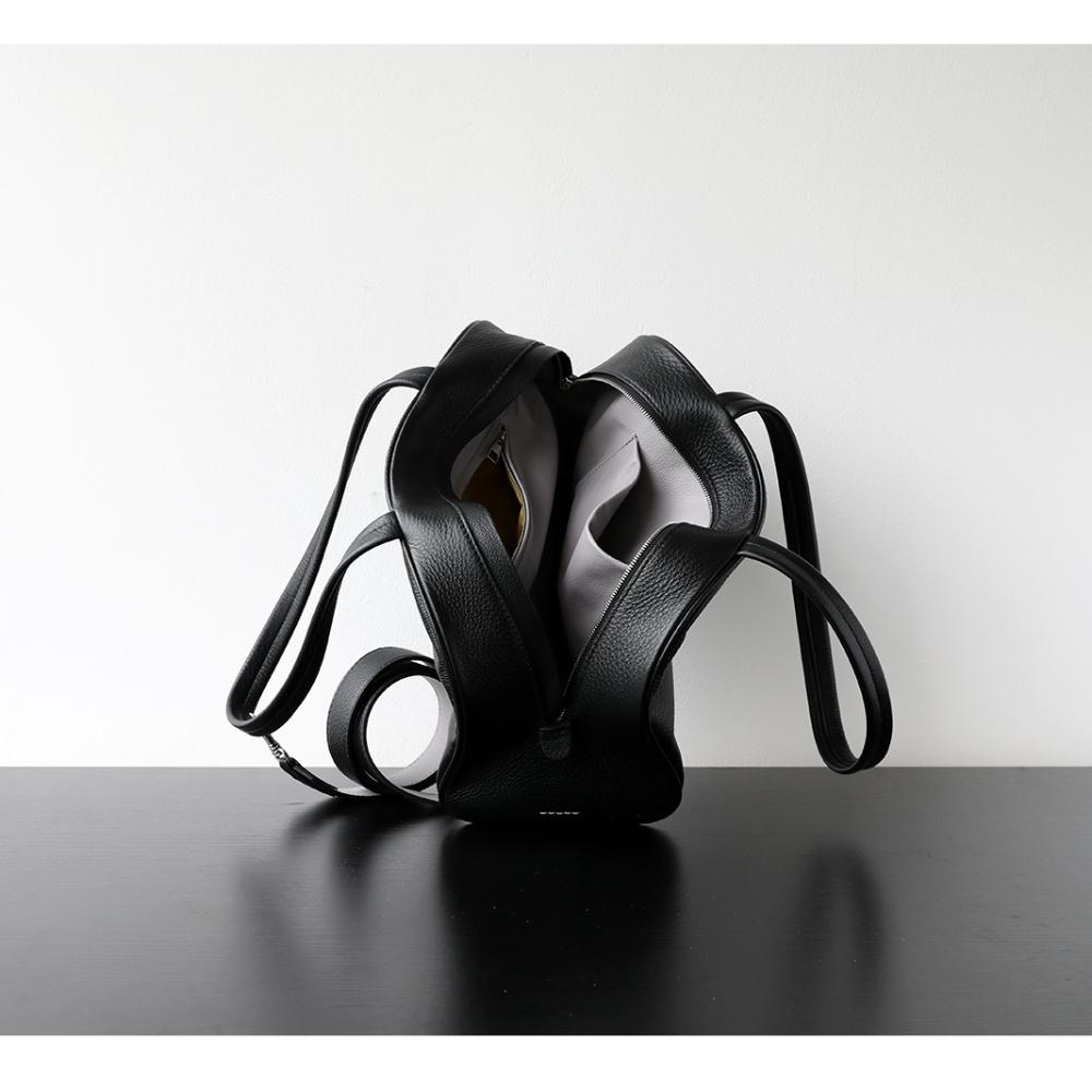 Light Luxury Retro Casual Underarm First Layer Calfskin Bowling Bag Women's Large-capacity Leather Portable Shoulder Messenger Bag