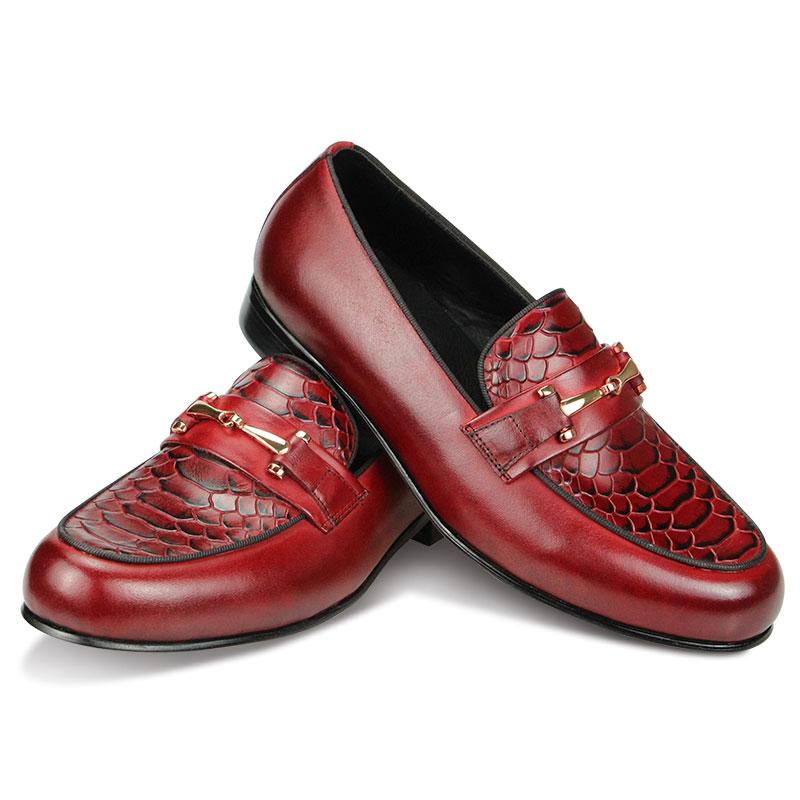 Mode Herren Tägliche Freizeitschuhe Schlangenmusterdruck Bequeme Slipper Lederschuhe Herren Formeller Kleiderschuh Metallschließe Dekoration