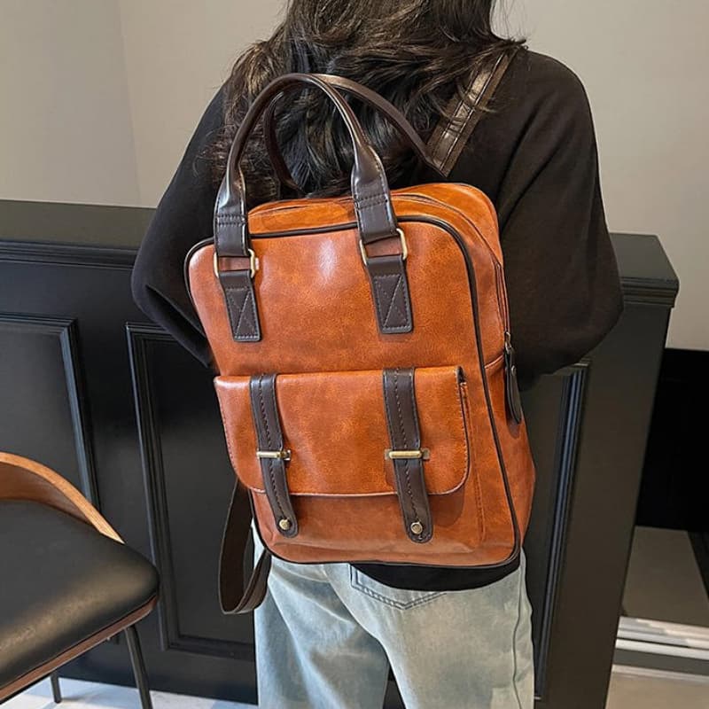 Japanese Fashion Solid Color Casual Backpack