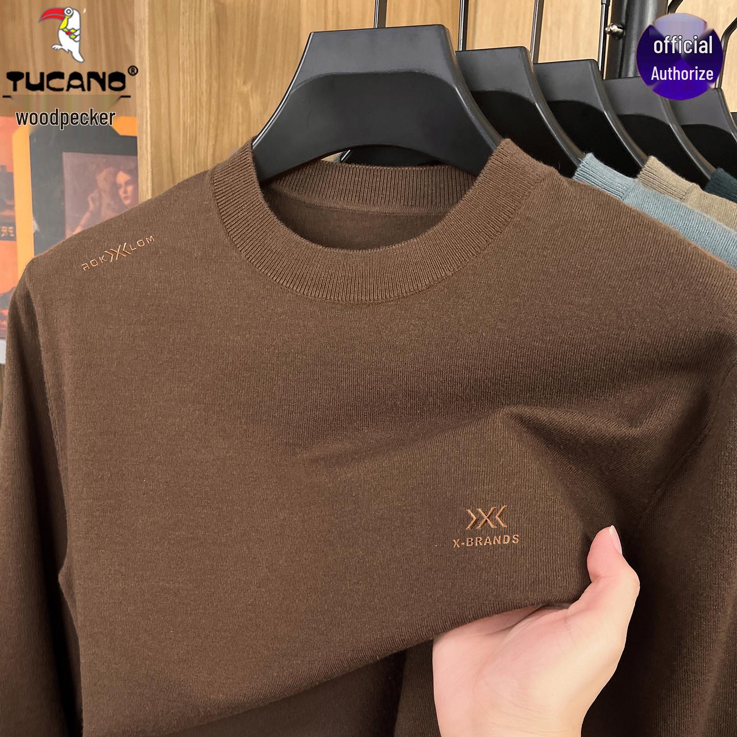 

Woodpecker Men s Spring & Autumn Knit Sweater: Lightweight, Round Neck, Long Sleeve T-Shirt Base Layer XL 130-150 lbs