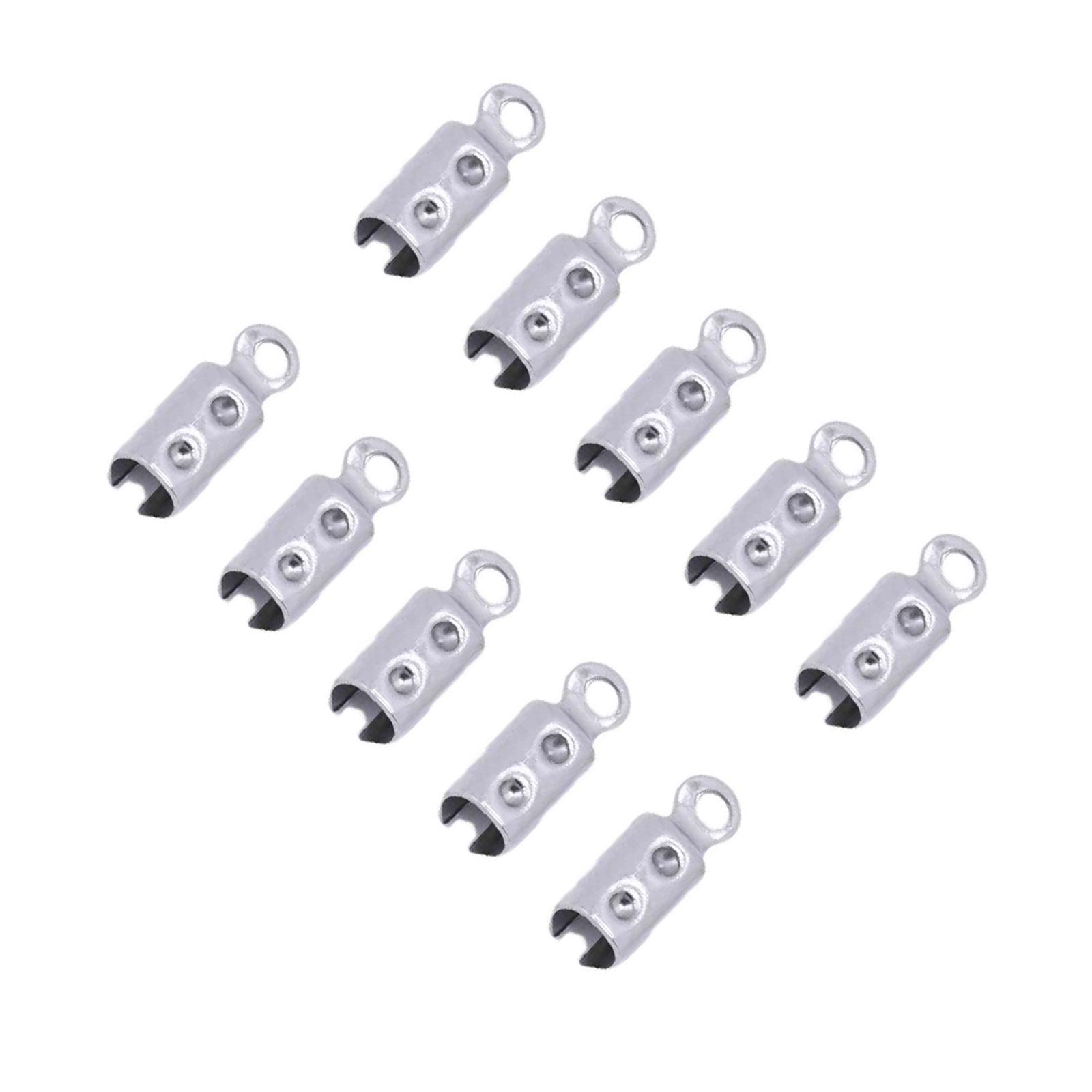 

Зажимы для шнура из нержавеющей стали для изготовления ювелирных изделий, регулируемые наконечники для кожаного шнура, обжимные бусины, концы-заглушки, застежки-соединители 3