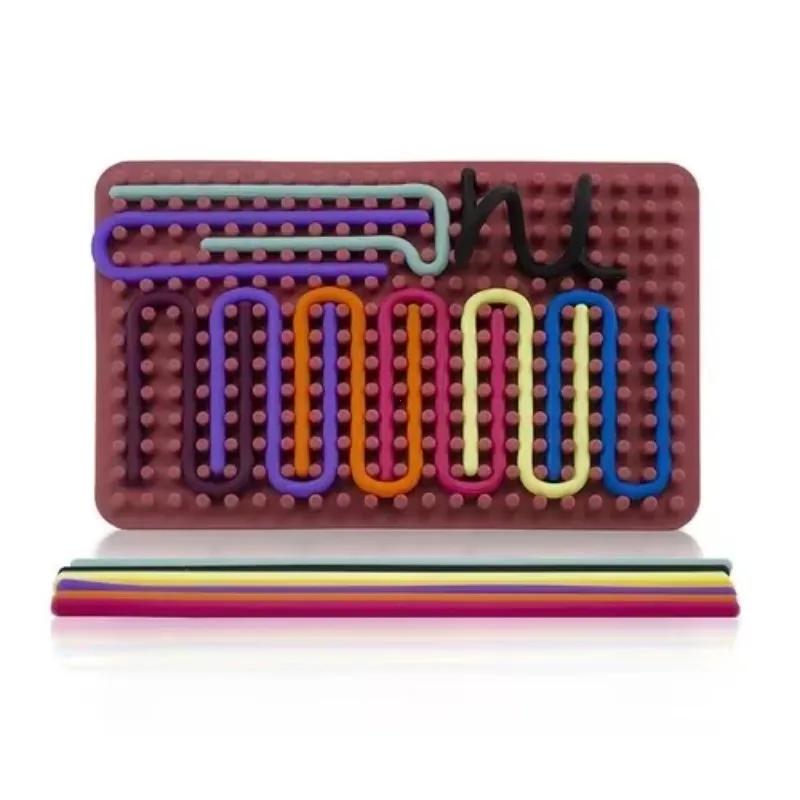 Hot Sensory Activity Board Fidget Toy Silicone 2 In1 Double-Sided Design For Idea Adhd Stress Relief Toy Portable With Strings