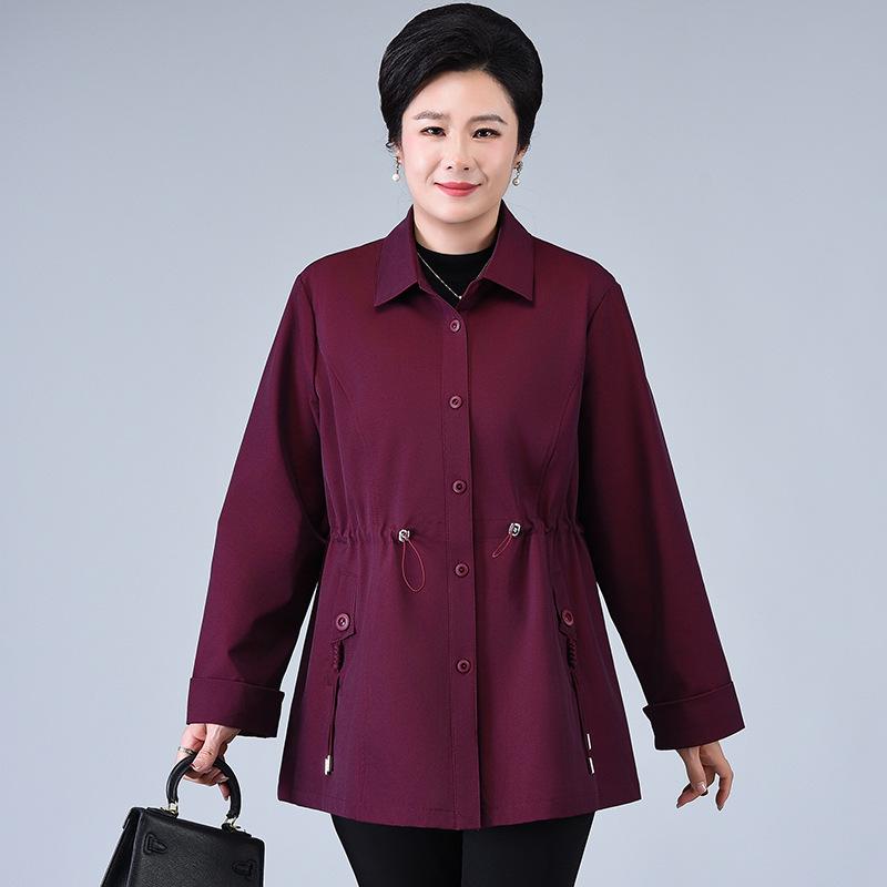 

Женское осеннее пальто-ветровка 2025 года для женщин среднего возраста (50+) Матери - Куртка средней длины однотонная 9XL