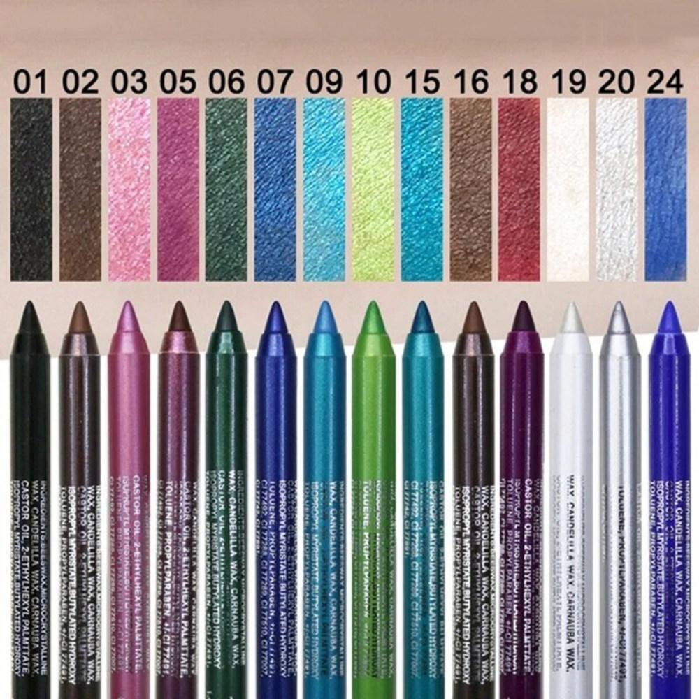 Maquillage des yeux couleur maquillage cosmétique cadeau 14 couleurs crayon liner longue tenue pigment coloré imperméable bleu noir blanc stylo maquillage cosmétiques, 01-05-24