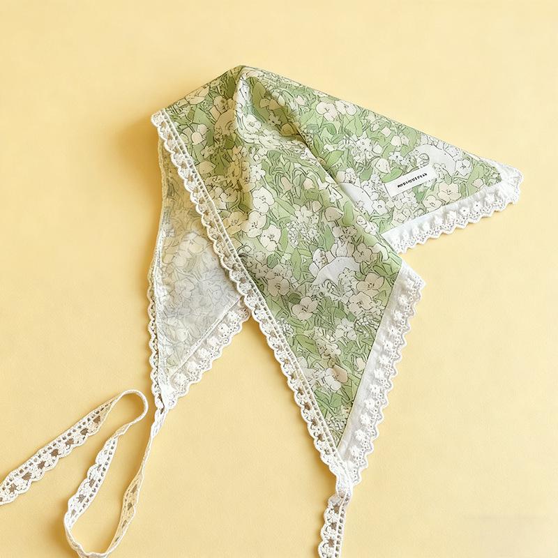Floral Lace Silk Headband: Pastoral Summer Beach Scarf