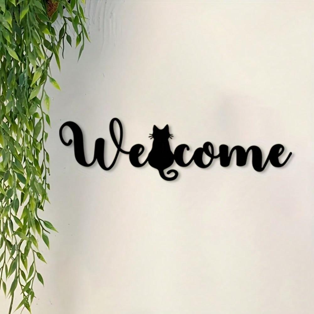 Metall-Katzen-Willkommensschild Humorvolle Haustier-Heimdekoration Rostbeständig Geschenk