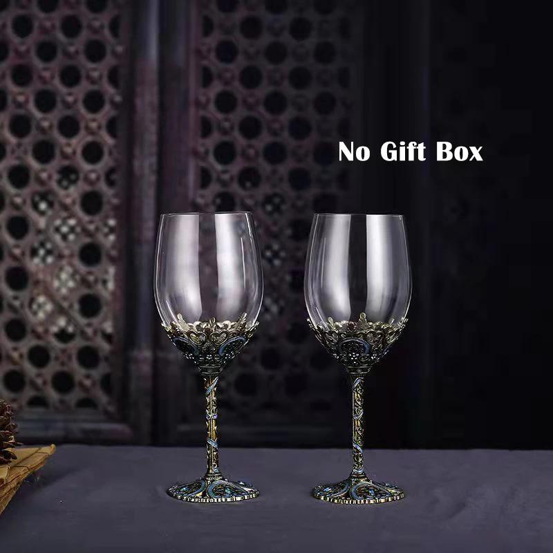 Vintage Enamel Color Red Wine Glass Crystal Glass Goblet DECANTER SET Wineglass Champagne Wine Glasses Whiskey Cup Cups Drinking