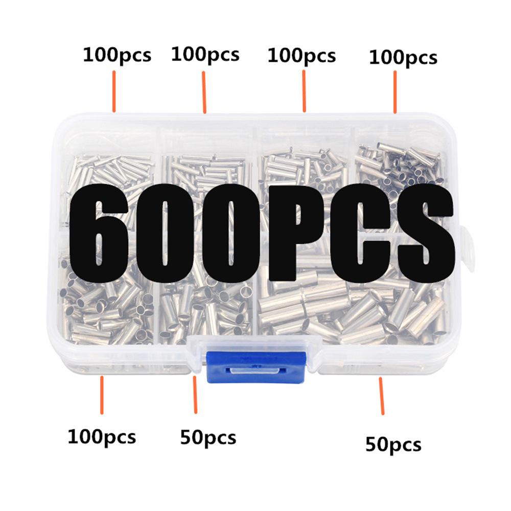 

600PCS Non-Insulated Wire Connector Ferrules Electrical Cable Terminal Copper Bare Tinned Crimp Terminal 0.5mm2-16mm2